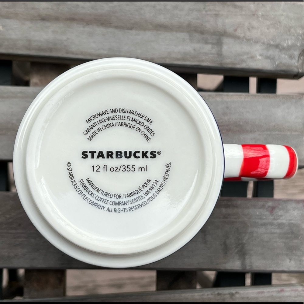 🤩 Mug Sale! Starbucks Blue Christmas Tree Mug With Candy Cane Handle EUC - Picture 7 of 8